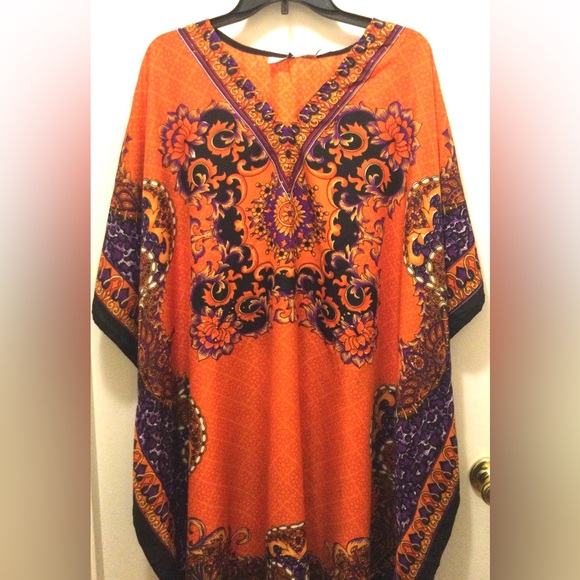 Other - Vibrant Orange, White ,Black and Purple Kaftan